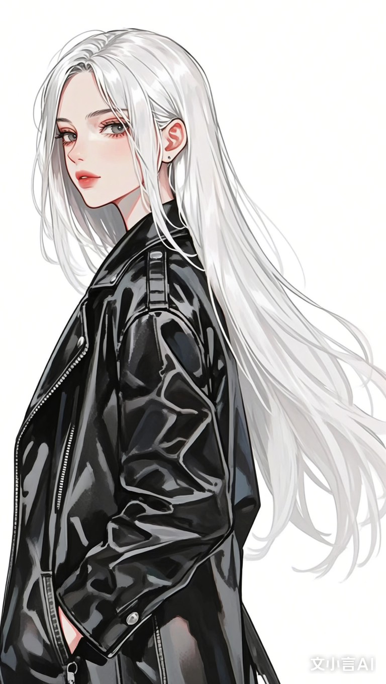 白发黑皮衣酷姐出街!秀丽气质与冷峻画风